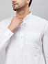 Men's White Cotton Blend Pathani Suit Set